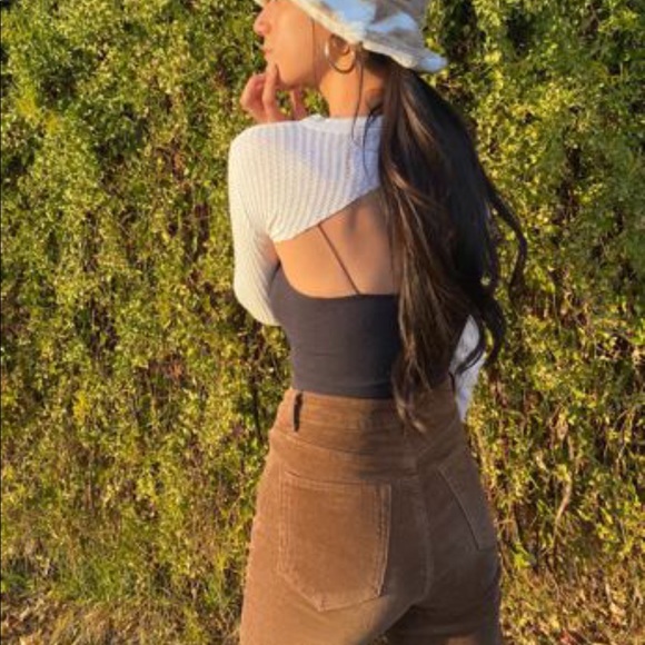 Brown Corduroy Pants High Rise Flare - Picture 4 of 6